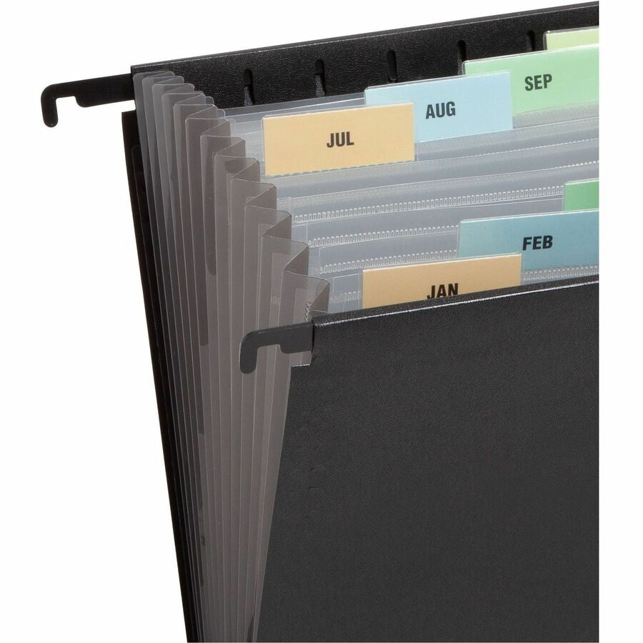 Smead Letter Expanding File - 8 1/2’’ x 11’’ - 7/8’’ Expansion - 13 Pocket(s) - 12 Divider(s) - Polypropylene - Black