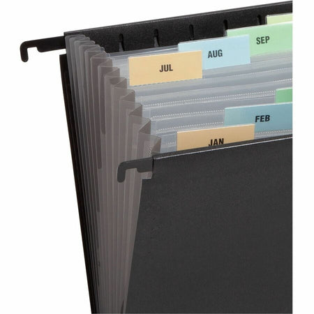 Smead Letter Expanding File - 8 1/2’’ x 11’’ - 7/8’’ Expansion - 13 Pocket(s) - 12 Divider(s) - Polypropylene - Black