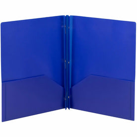 Smead Letter Fastener Folder: 180 Sheet Capacity Blue - 3/Pack - Pocket Folders