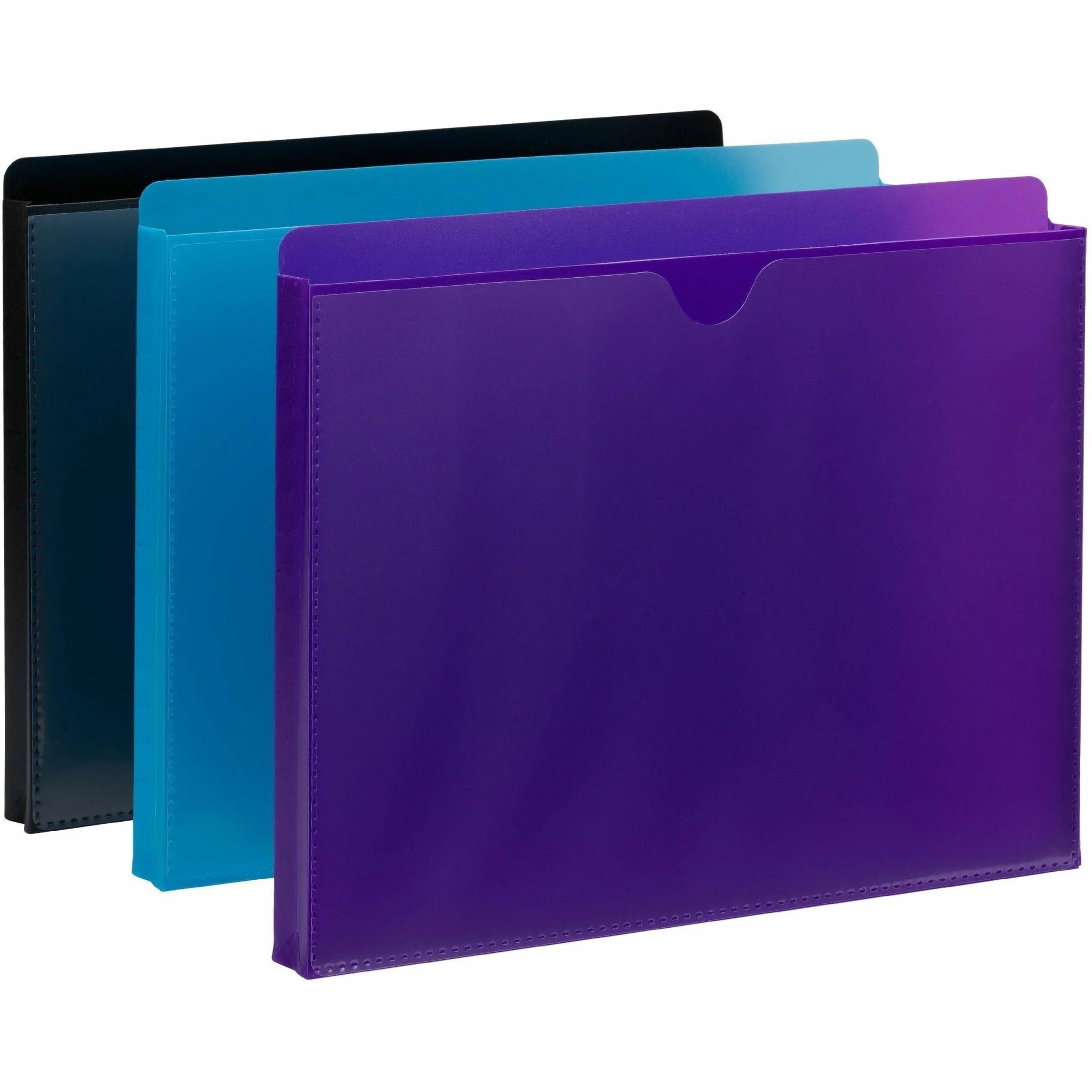 Smead Straight Tab Cut Letter File Jacket - 8 1/2’’ x 11’’ - 1’’ Expansion - Purple Teal Black - 6 / Pack - Expanding