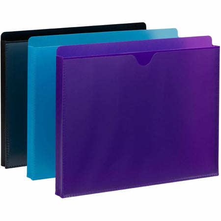 Smead Straight Tab Cut Letter File Jacket - 8 1/2’’ x 11’’ - 1’’ Expansion - Purple Teal Black - 6 / Pack - Expanding