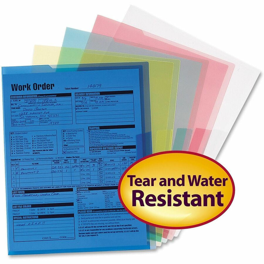 Smead Letter File Jacket - 8 1/2’’ x 11’’ - Polypropylene - Blue Clear Green Red Yellow - 5 / Pack - Filing Jackets &