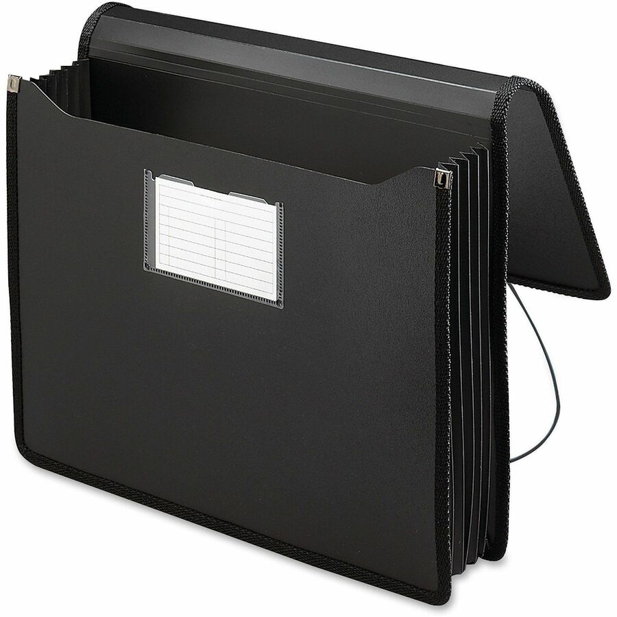 Smead Letter File Wallet - 8 1/2’’ x 11’’ - 5 1/4’’ Expansion - Front Pocket(s) - Poly - Black - 1 Each - Expanding