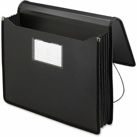 Smead Letter File Wallet - 8 1/2’’ x 11’’ - 5 1/4’’ Expansion - Front Pocket(s) - Poly - Black - 1 Each - Expanding