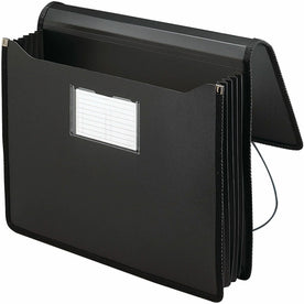 Smead Letter File Wallet - 8 1/2’’ x 11’’ - 5 1/4’’ Expansion - Front Pocket(s) - Poly - Black - 1 Each - Expanding