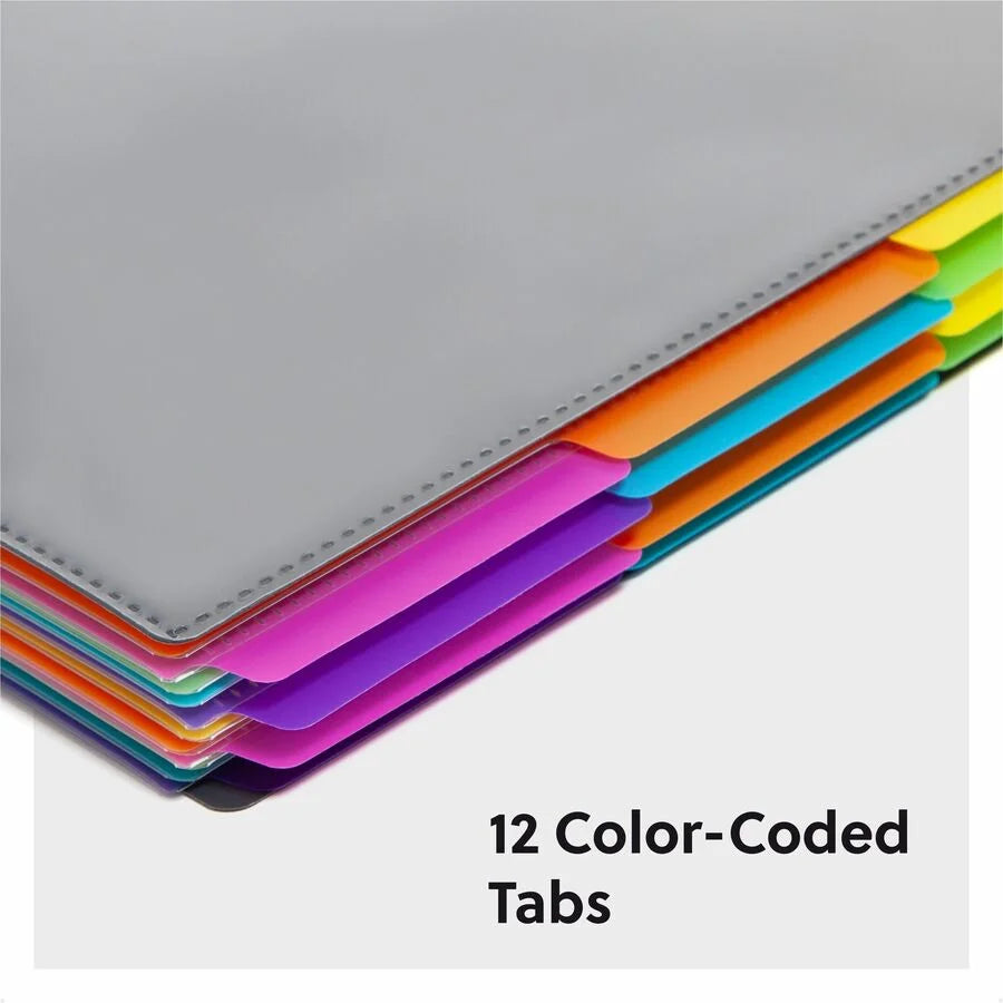 Smead Letter Organizer Folder - Spiral Fastener - 12 Dividers - Assorted Colors - Pocket Folders