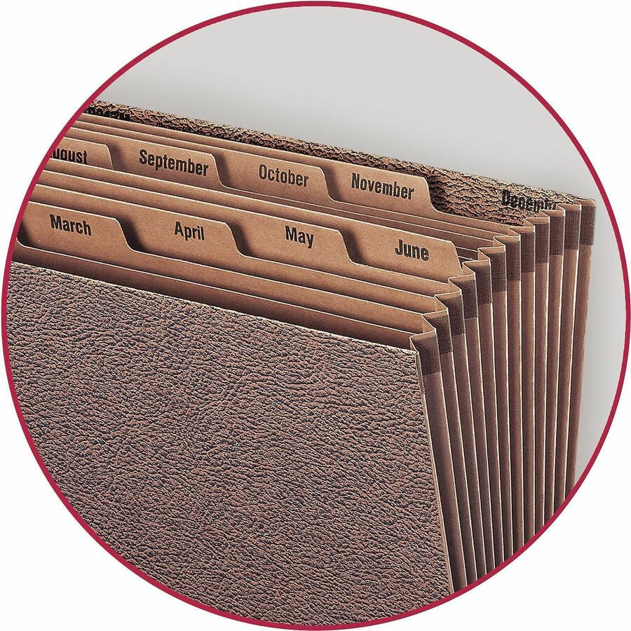Smead Letter Recycled Expanding File - 8 1/2’’ x 11’’ - 7/8’’ Expansion - 12 Pocket(s) - Redrope - Files