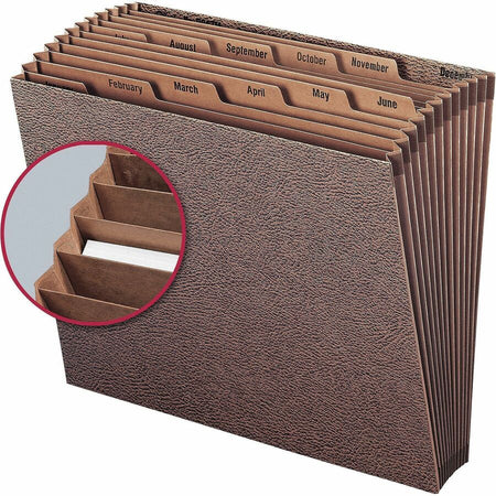 Smead Letter Recycled Expanding File - 8 1/2’’ x 11’’ - 7/8’’ Expansion - 12 Pocket(s) - Redrope - Files