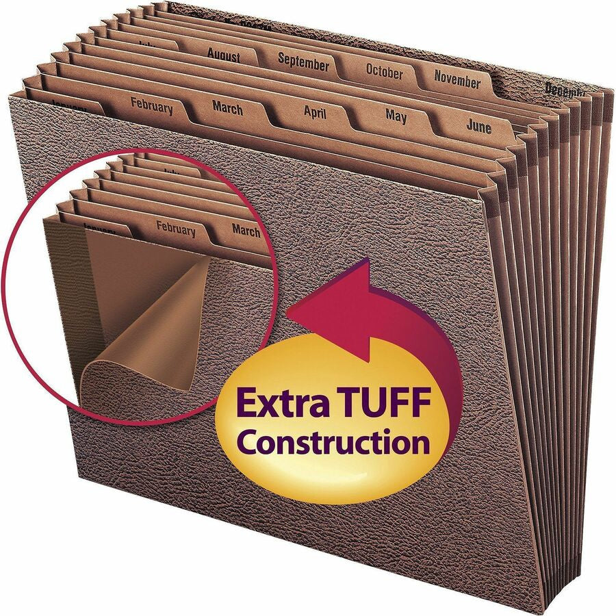 Smead Letter Recycled Expanding File - 8 1/2’’ x 11’’ - 7/8’’ Expansion - 12 Pocket(s) - Redrope - Files