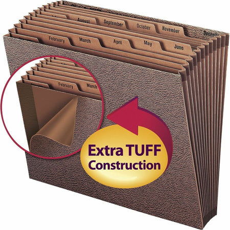 Smead Letter Recycled Expanding File - 8 1/2’’ x 11’’ - 7/8’’ Expansion - 12 Pocket(s) - Redrope - Files