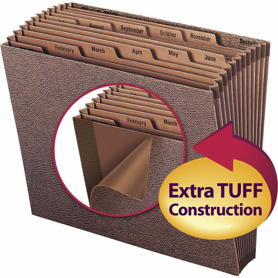 Smead Letter Recycled Expanding File - 8 1/2’’ x 11’’ - 7/8’’ Expansion - 12 Pocket(s) - Redrope - Files