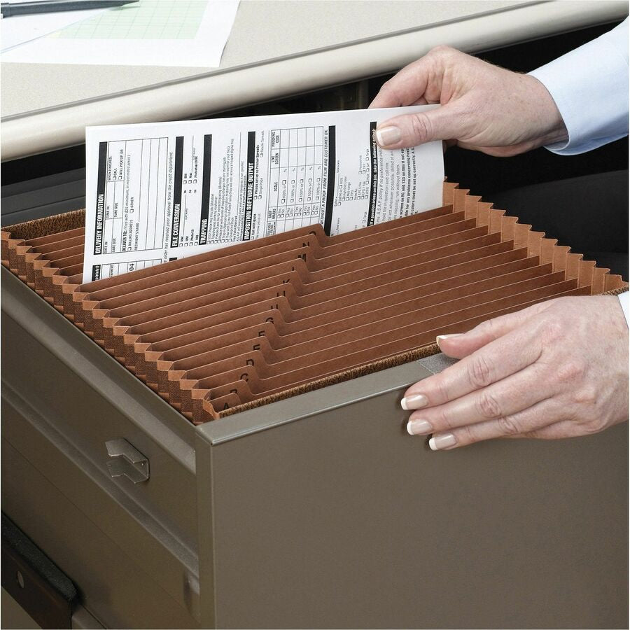 Smead Letter Recycled Expanding File - 8 1/2’’ x 11’’ - 7/8’’ Expansion - 21 Pocket(s) - Redrope - Tear Resistant