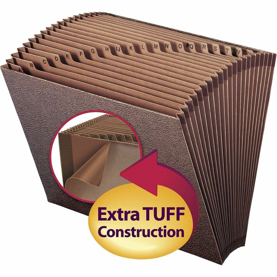 Smead Letter Recycled Expanding File - 8 1/2’’ x 11’’ - 7/8’’ Expansion - 21 Pocket(s) - Redrope - Tear Resistant