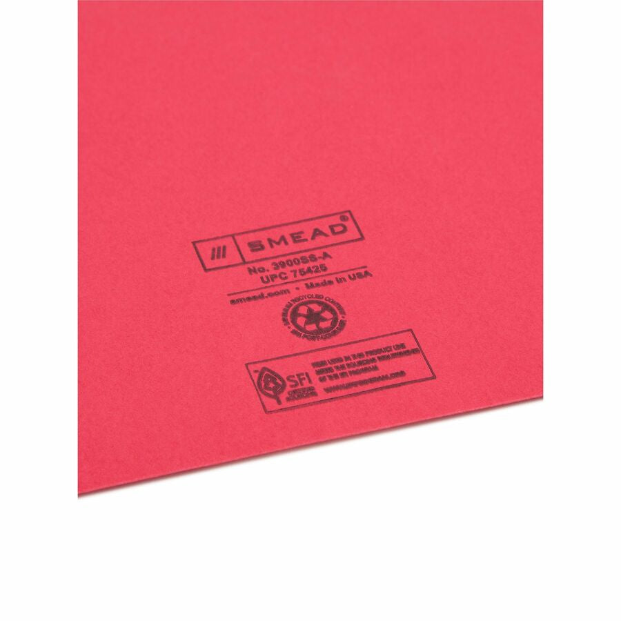 Smead Letter Recycled File Jacket - 8 1/2’’ x 11’’ - 11 pt. - Manila Blue Green Red Yellow - 10% - 25 / Pack - Filing