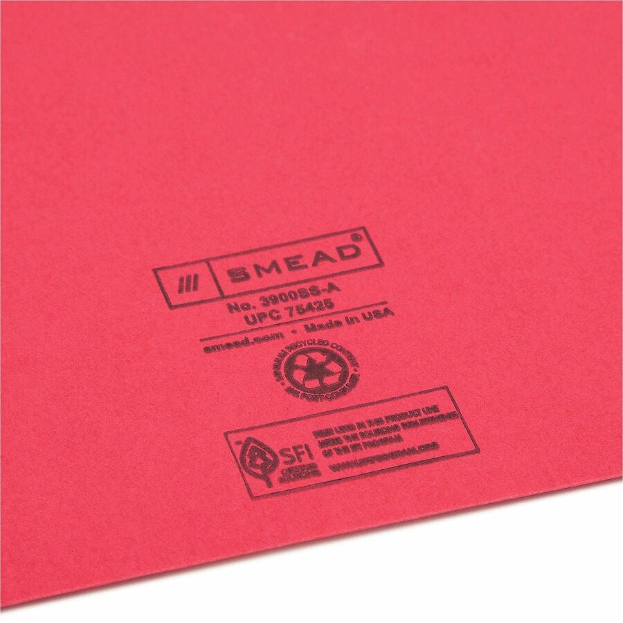 Smead Letter Recycled File Jacket - 8 1/2’’ x 11’’ - 11 pt. - Manila Blue Green Red Yellow - 10% - 25 / Pack - Filing