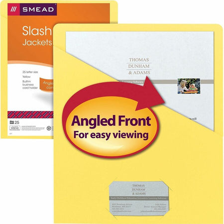 Smead Letter Recycled File Jacket - 8 1/2’’ x 11’’ - 11 pt. - Yellow - 10% - 25 / Pack - Filing Jackets & Pockets