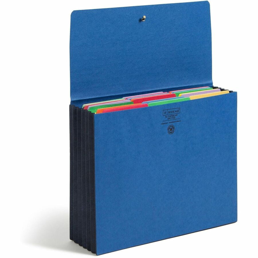 Smead Letter Recycled File Wallet - 8 1/2’’ x 11’’ - 5 1/4’’ Expansion - Navy - Elastic Closure Reinforced Gusset - 10%
