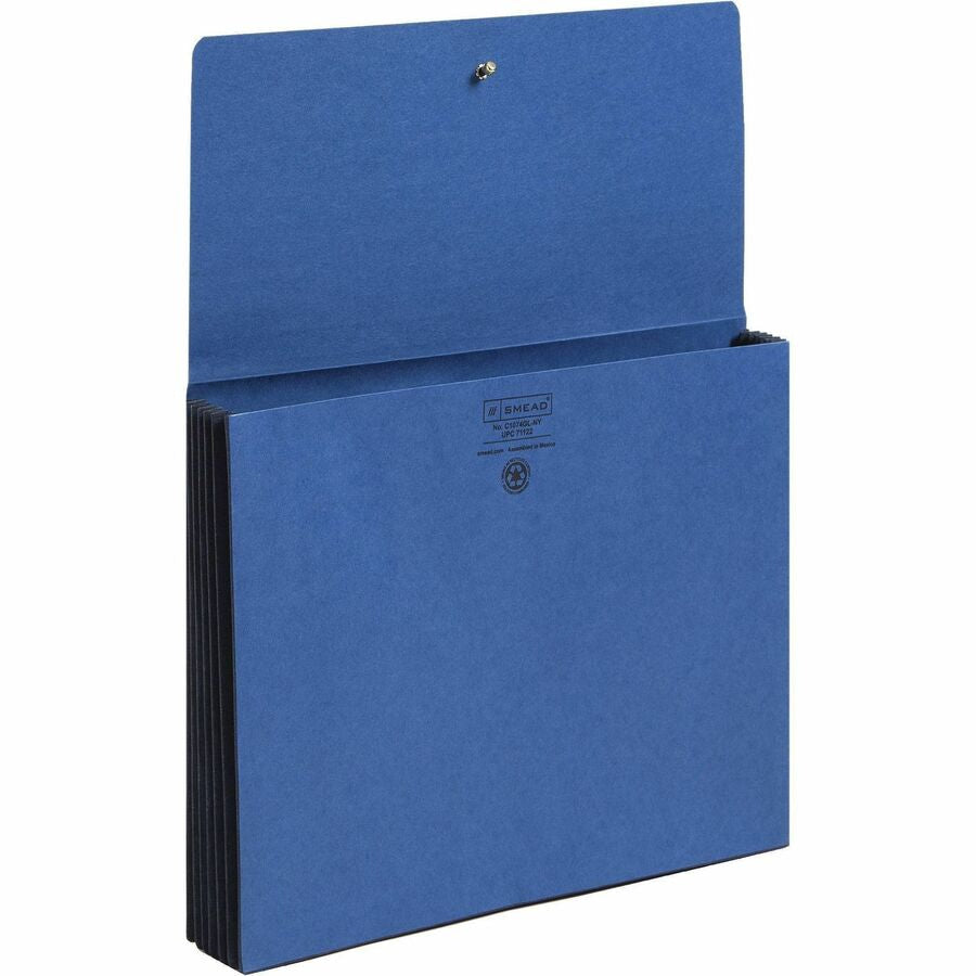 Smead Letter Recycled File Wallet - 8 1/2’’ x 11’’ - 5 1/4’’ Expansion - Navy - Elastic Closure Reinforced Gusset - 10%