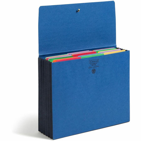 Smead Letter Recycled File Wallet - 8 1/2’’ x 11’’ - 5 1/4’’ Expansion - Navy - Elastic Closure Reinforced Gusset - 10%