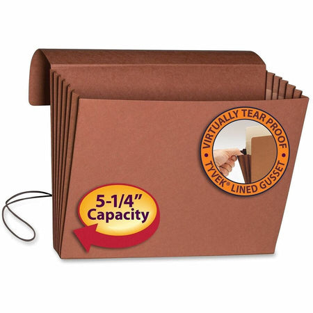 Smead Letter Recycled File Wallet - 8 1/2’’ x 11’’ - 5 1/4’’ Expansion - Top Tab Location - Redrope - Expanding Files