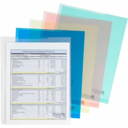 Smead Poly File Jackets - 8 1/2’’ x 11’’ - Assorted Colors - 5/Pack - Filing & Pockets