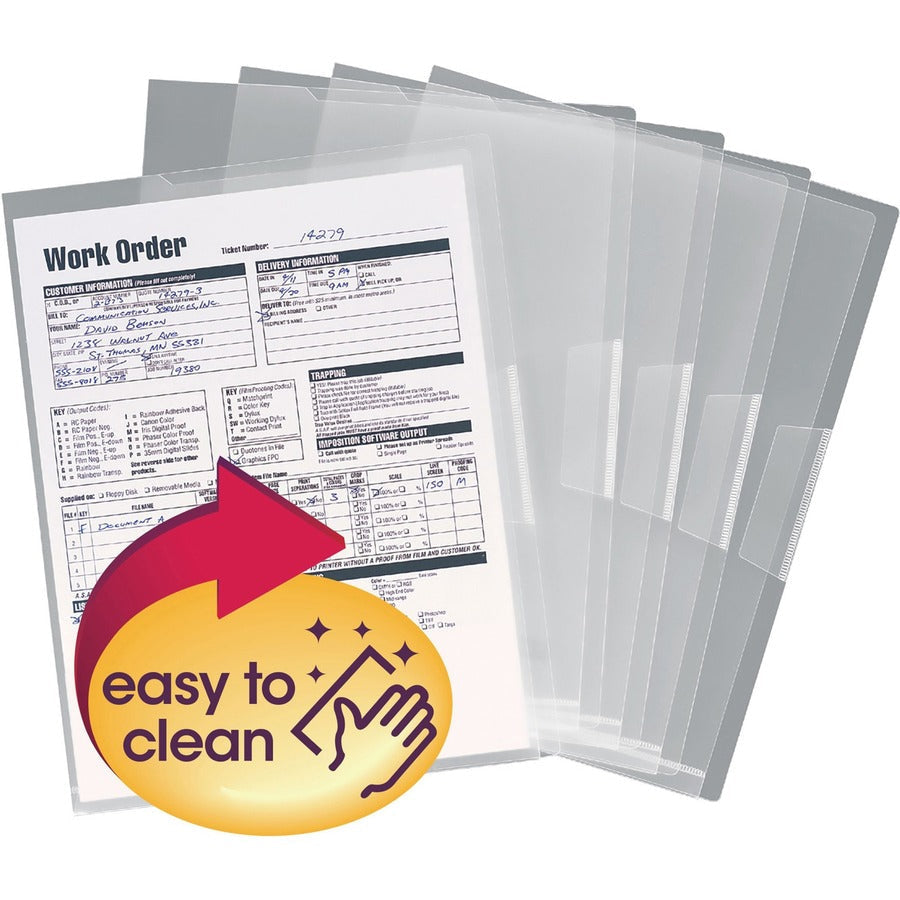 Smead Letter File Jacket - 8 1/2’’ x 11’’ - Polypropylene - Clear - 5 / Pack - Filing Jackets & Pockets