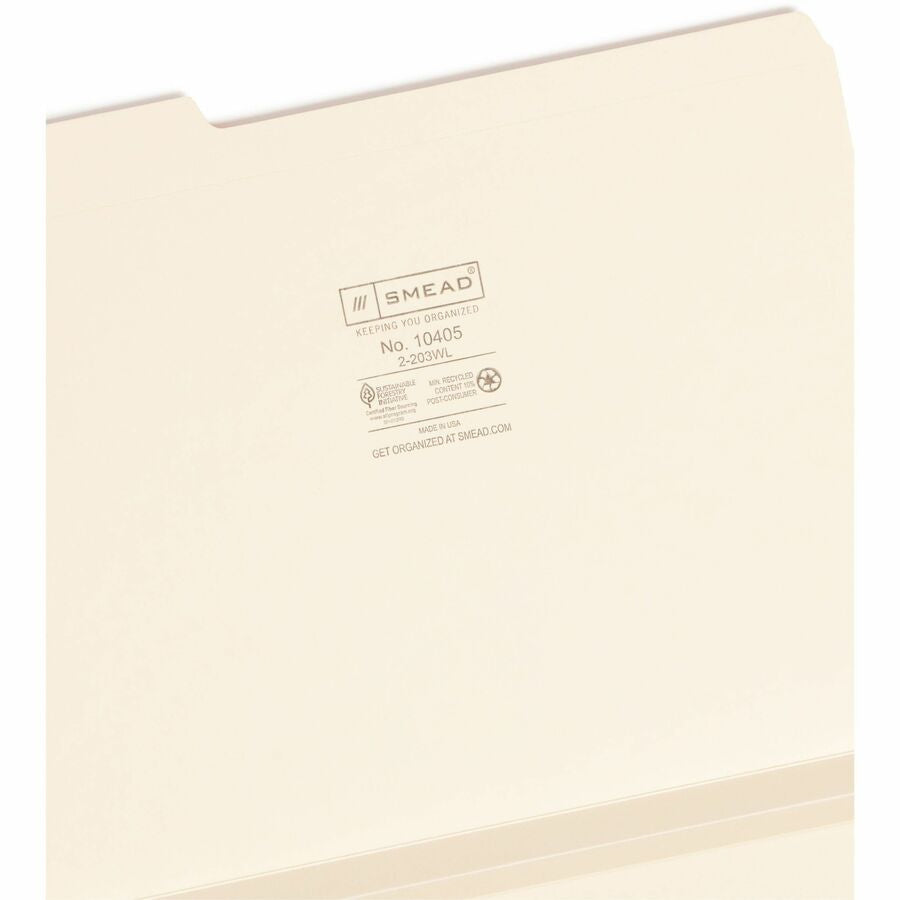 Smead 1/3 Tab Cut Letter Recycled Expanding File - 8 1/2’’ x 11’’ - 1 Expansion - Top Location - Assorted Position