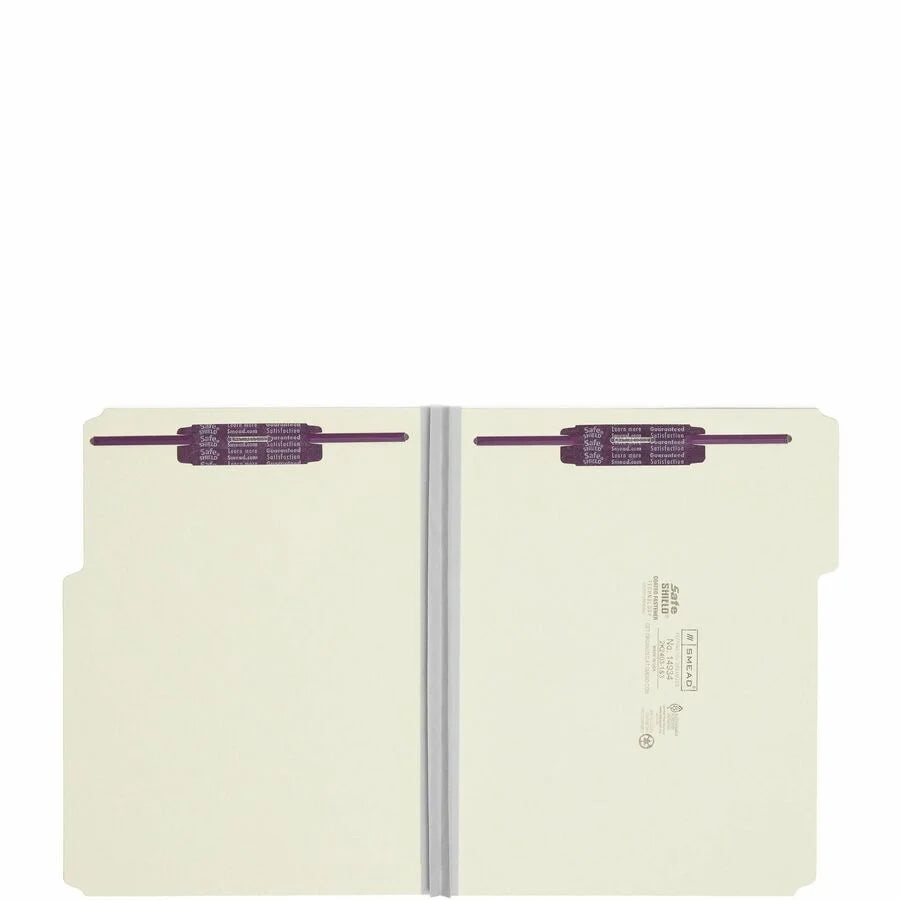 Smead Recycled Fastener Folder - 2’’ Expansion - Gray/Green - 25/Box - Folders
