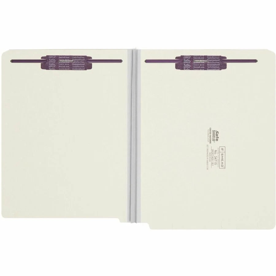 Smead Recycled Fastener Folder: 2’’ Expansion Heavy Duty Gray/Green - 25/Box - End Tab Folders
