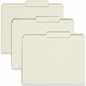 Smead 2/5 Tab Cut Letter Recycled Fastener Folder - 8 1/2’’ x 11’’ - 1’’ Expansion - 2 2S Fastener(s) - 2’’