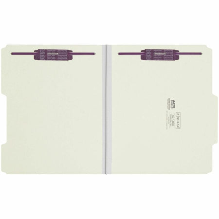 Smead 2/5 Tab Cut Letter Recycled Fastener Folder - 8 1/2’’ x 11’’ - 1’’ Expansion - 2 2S Fastener(s) - 2’’
