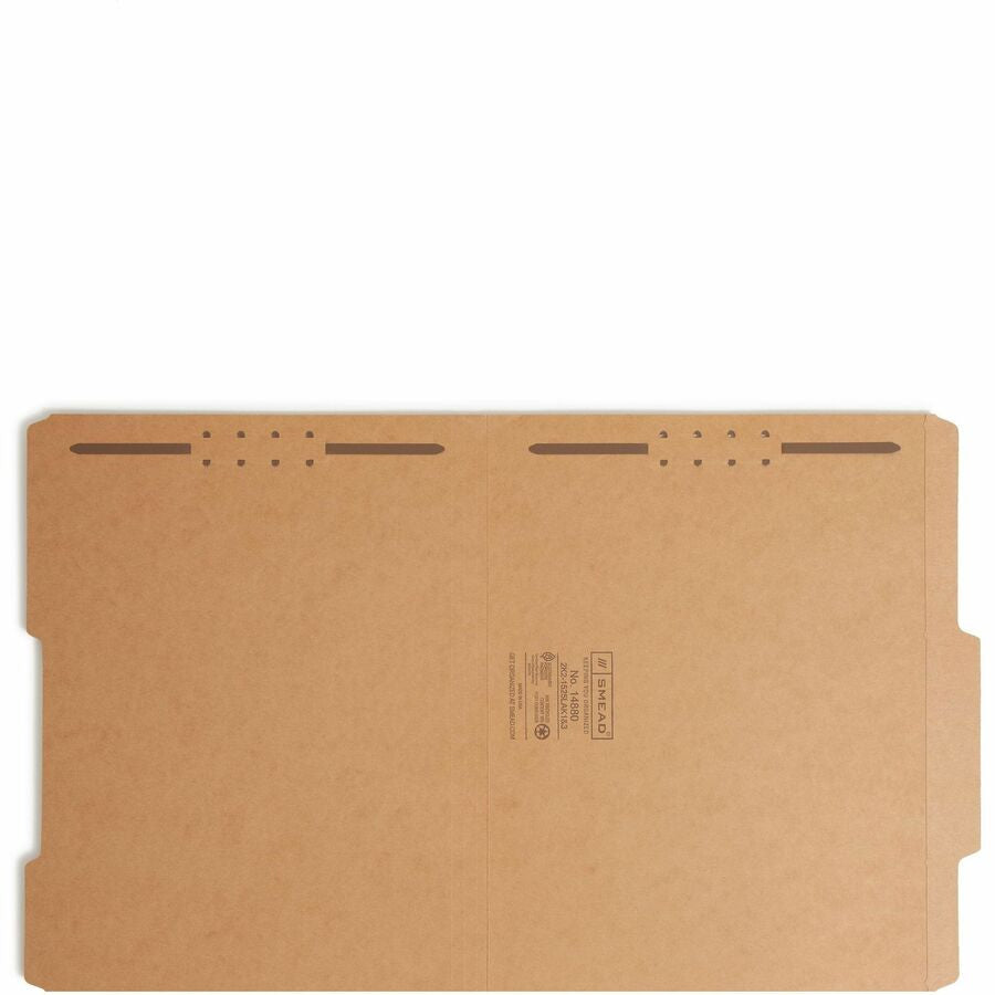 Smead 2/5 Tab Cut Letter Recycled Fastener Folder - 8 1/2’’ x 11’’ - 3/4’’ Expansion - 2 2K Fastener(s) - 2’’