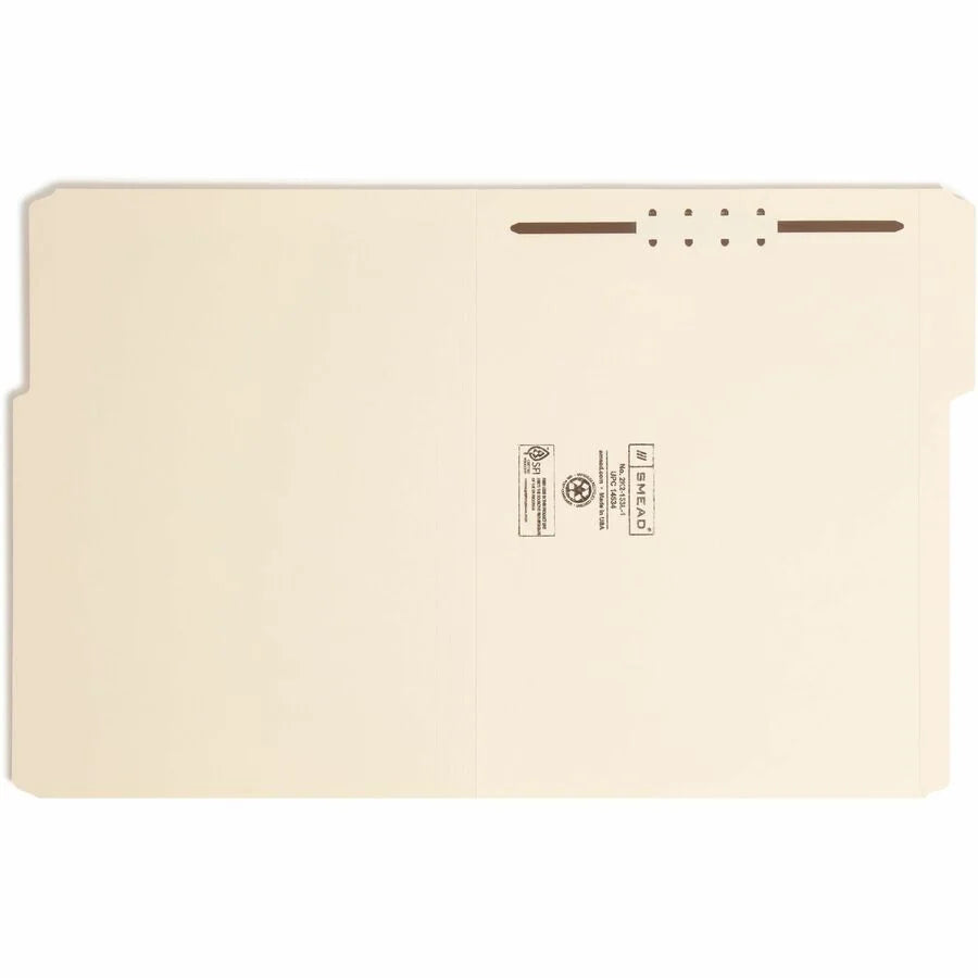 Smead Recycled Fastener Folder - Letter Size 3/4’’ Expansion - 50/Box - Folders