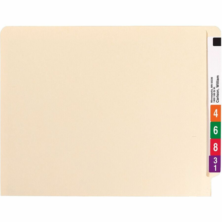Smead Straight Tab Cut Letter Recycled Fastener Folder - 8 1/2’’ x 11’’ - 2 2B Fastener(s) - End Location - 1