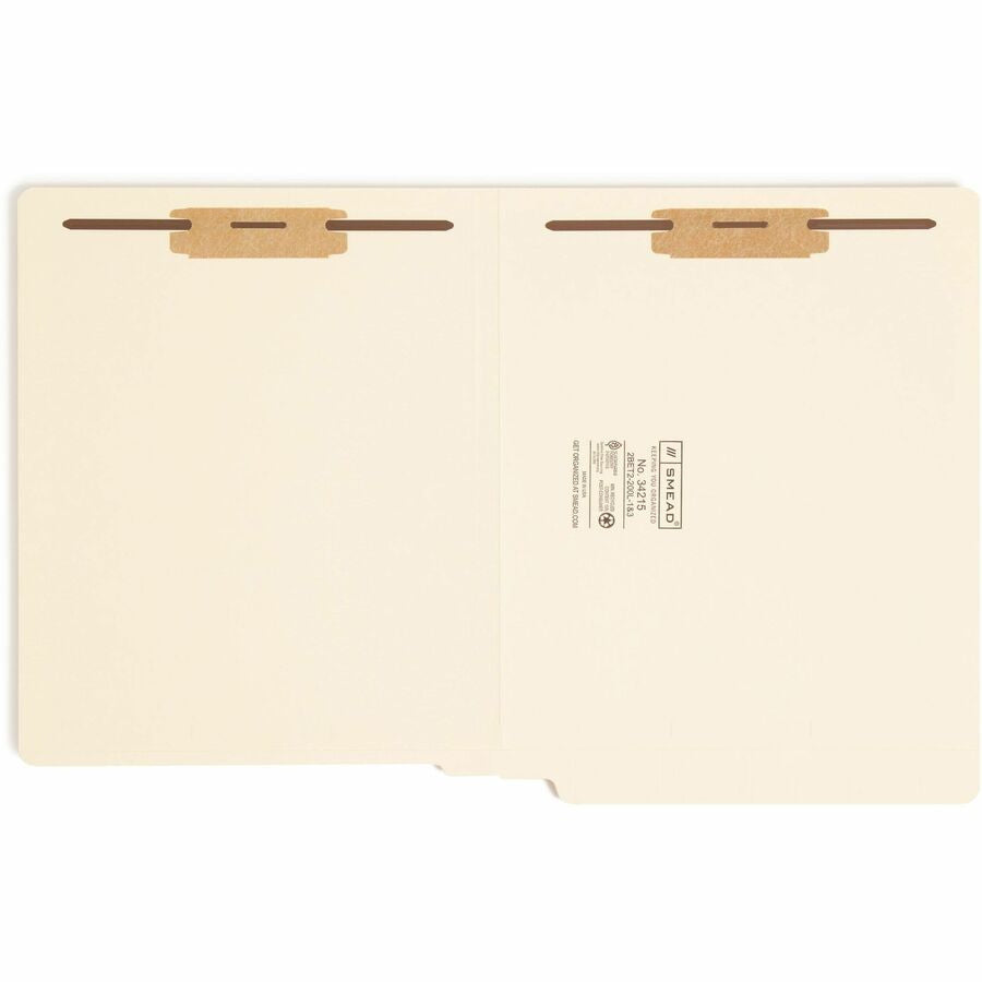 Smead Straight Tab Cut Letter Recycled Fastener Folder - 8 1/2’’ x 11’’ - 3/4’’ Expansion - 2 2B Fastener(s) - 2’’