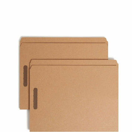 Smead Recycled Fastener Folder - Letter Size - Kraft - 50/Box - Folders