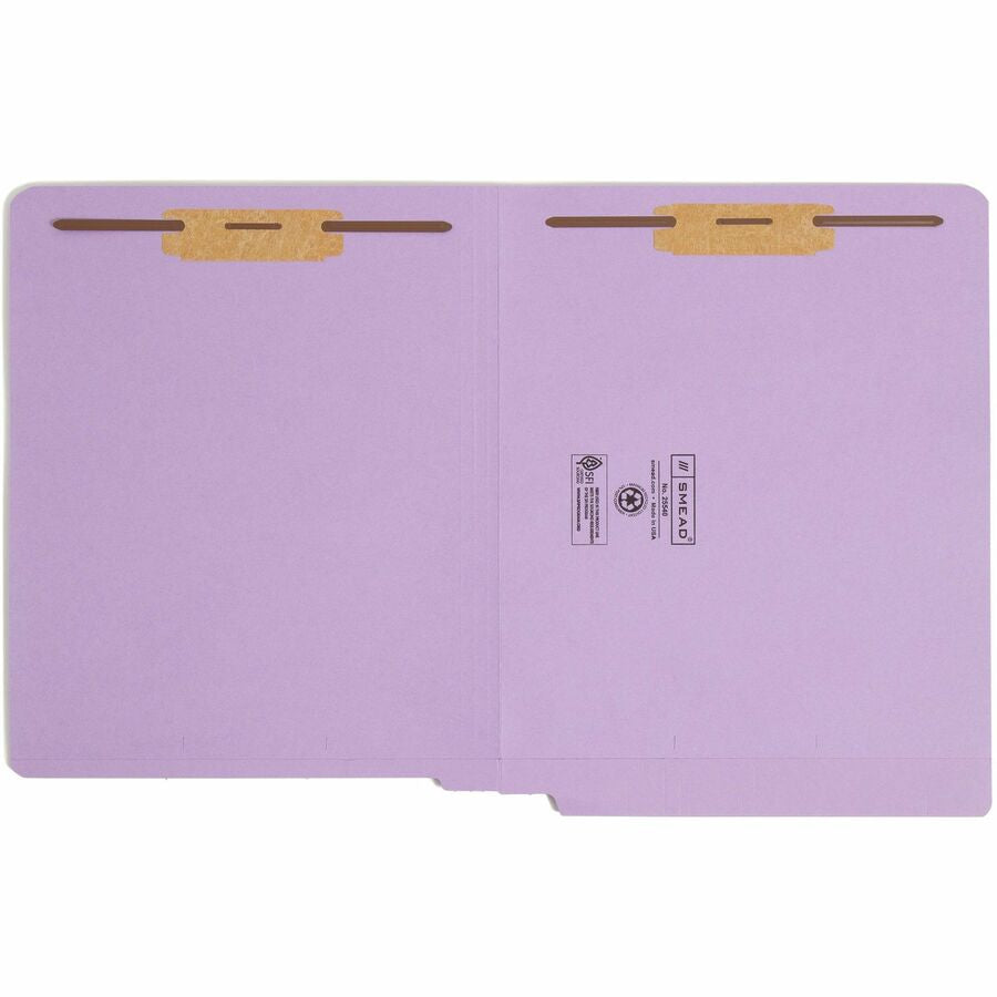 Smead Straight Tab Cut Letter Recycled Fastener Folder - 8 1/2’’ x 11’’ - 2 2B Fastener(s) - 2’’ Capacity - 11 pt.