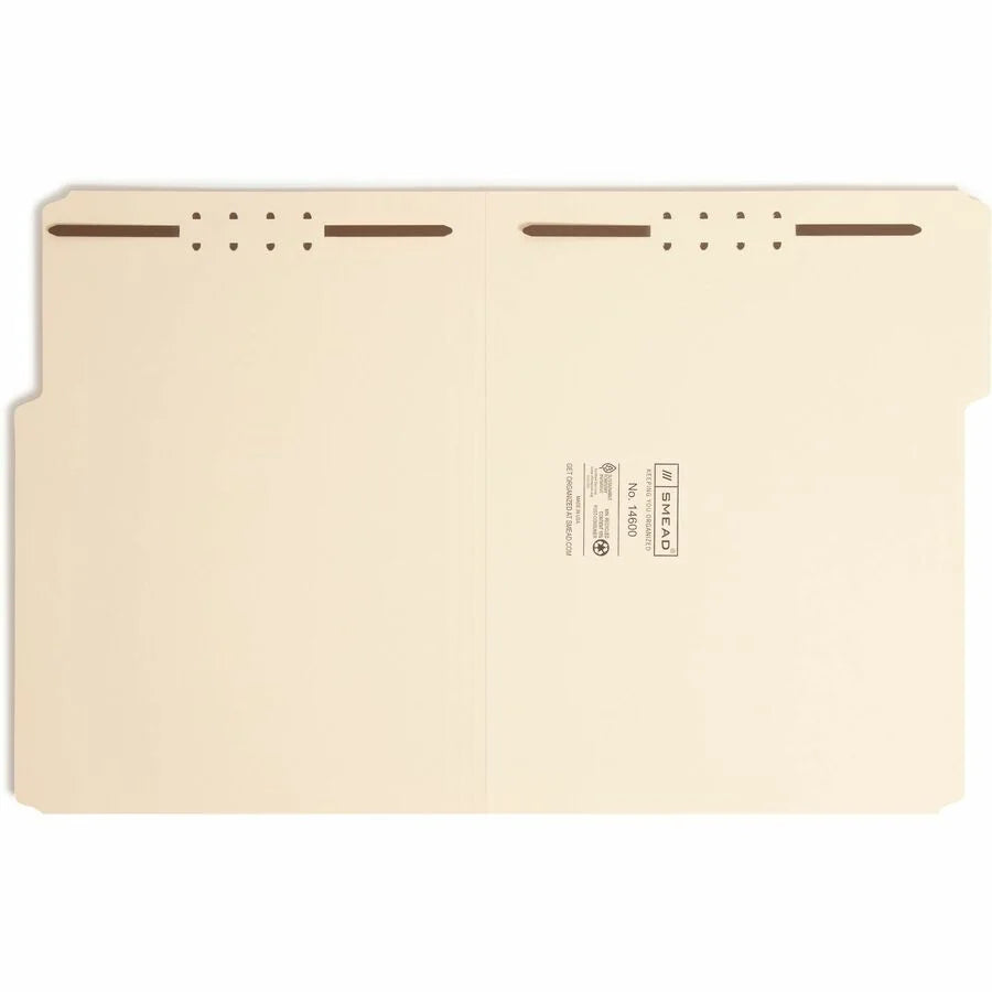 Smead Recycled Fastener Folder - Letter Size Top Tab 2 Fasteners - 50/Box - Folders
