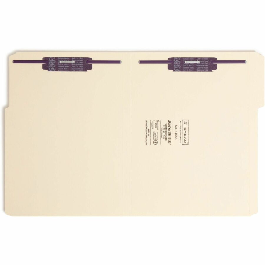 Smead 1/3 Tab Cut Letter Recycled Fastener Folder - 8 1/2’’ x 11’’ - 3/4’’ Expansion - 2 2S Fastener(s) - Top Location