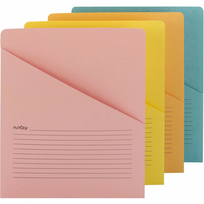 Smead Recycled File Jacket - Aqua Goldenrod Pink Yellow - 12/Pack - Filing Jackets & Pockets