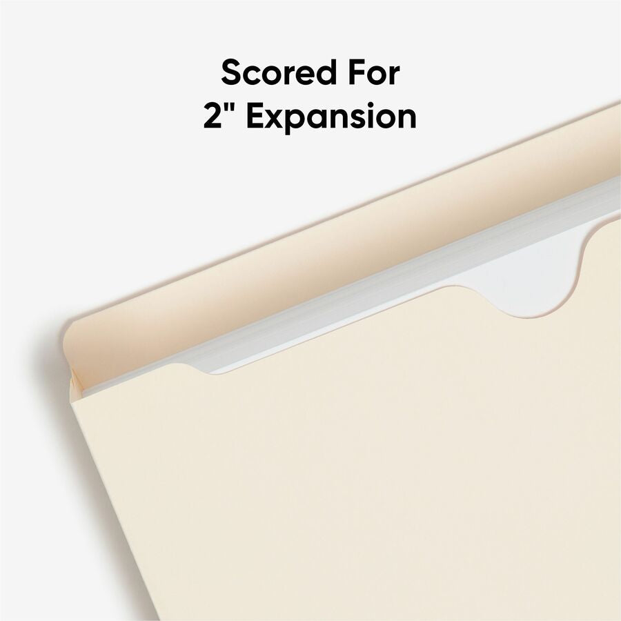 Smead Straight Tab Cut Letter Recycled File Jacket - 8 1/2’’ x 11’’ - 2’’ Expansion - 11 pt. - 2 Plys - Manila - Filing