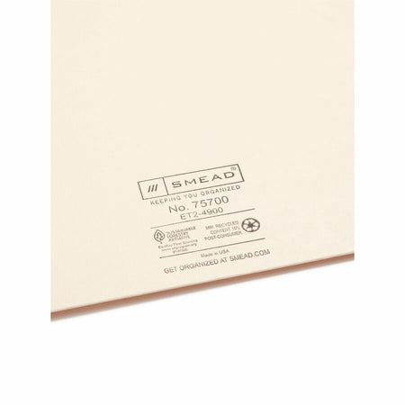 Smead Straight Tab Cut Letter Recycled File Jacket - 8 1/2’’ x 11’’ - 11 pt. - 2 Plys - Manila - 10% - 100 / Box - End