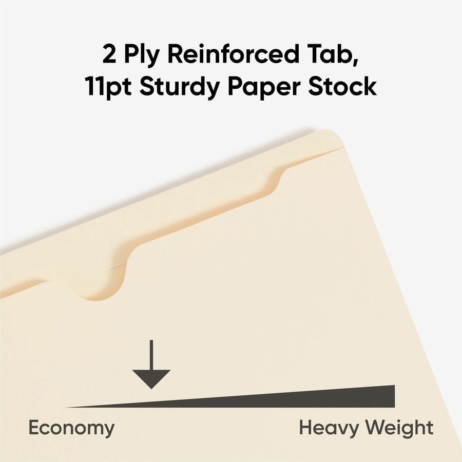 Smead Straight Tab Cut Letter Recycled File Jacket - 8 1/2’’ x 11’’ - 11 pt. - 2 Plys - Manila - Reinforced Slip
