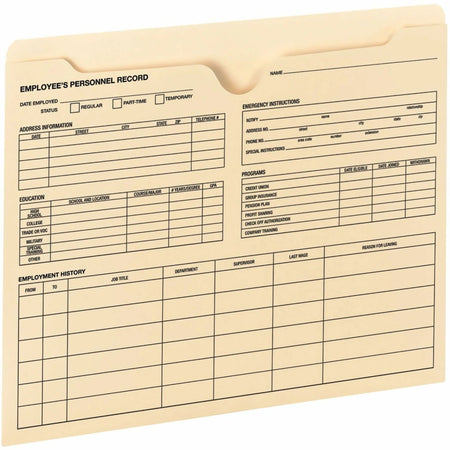 Smead Straight Tab Cut Letter Recycled File Jacket 8 1/2’’ x 11’’ 5 / Carton 2 Plys 11 pt. Manila (SMD77100) - Filing