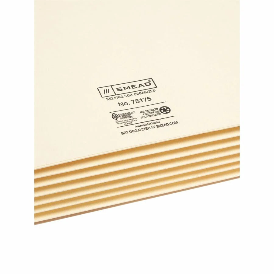Smead Recycled File Pocket: 8 1/2’’ x 11’’ 5 1/4’’ Expansion - 10% - 10/Box - Expanding Files