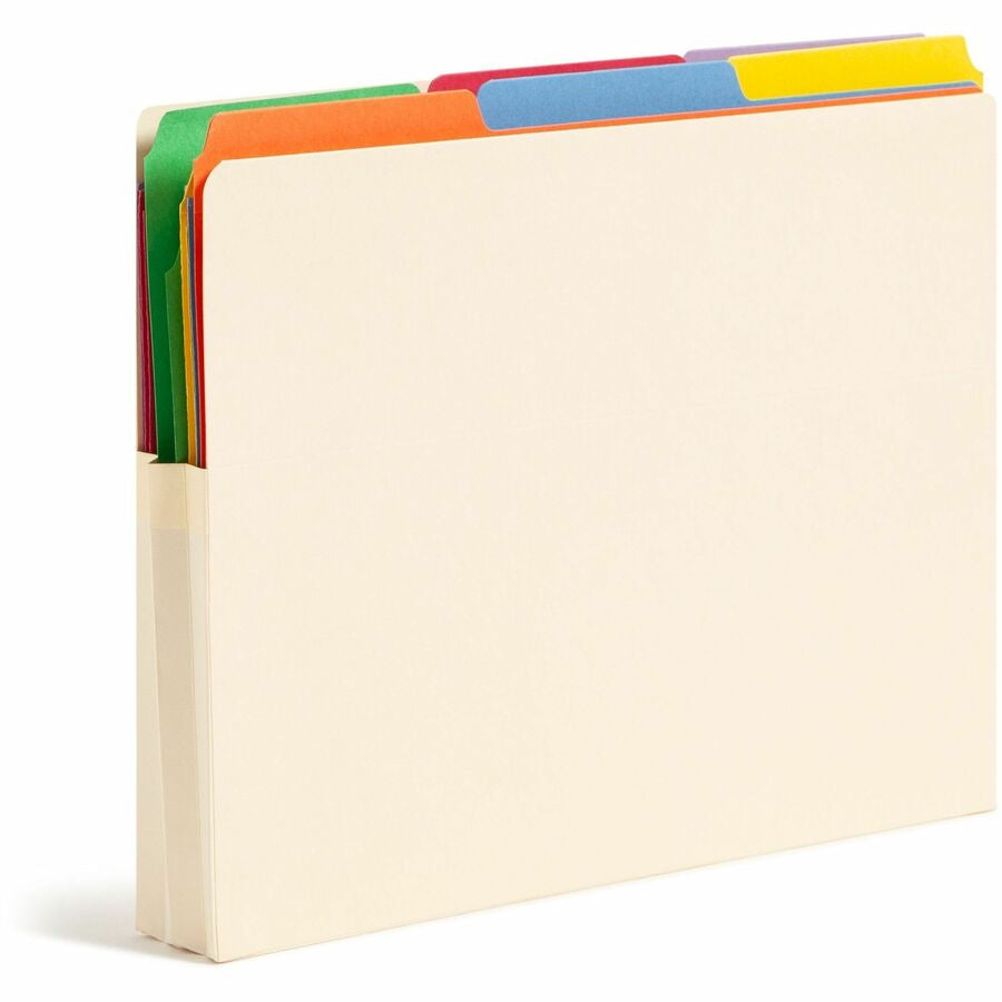 Smead Straight Tab Cut Letter Recycled File Pocket - 8 1/2’’ x 11’’ - 1 3/4’’ Expansion - 2 Plys - Manila - Embossed