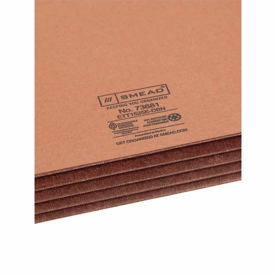 Smead Recycled File Pocket: Letter Size 3.5’’ Expansion Dark Brown - End Tab Folders