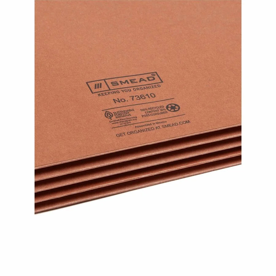 Smead Recycled File Pocket - Letter Size - Redrope - Tear Resistant - 25/Box - End Tab Folders