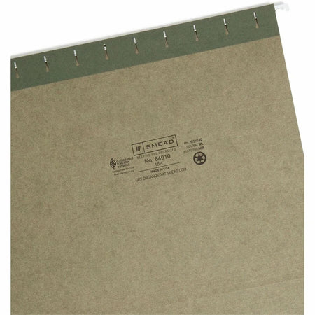Smead Recycled Hanging Folders: 8 1/2’’ x 11’’ 2’’ Expansion Vinyl Standard Green - Folders & Accessories