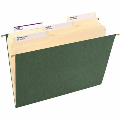 Smead Recycled Hanging Folders: 8 1/2’’ x 11’’ 2’’ Expansion Vinyl Standard Green - Folders & Accessories